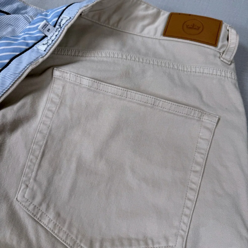 Peter Millar Mens Chino Pants Size 40 Beige Cream Cotton Modal Stretch 40x33